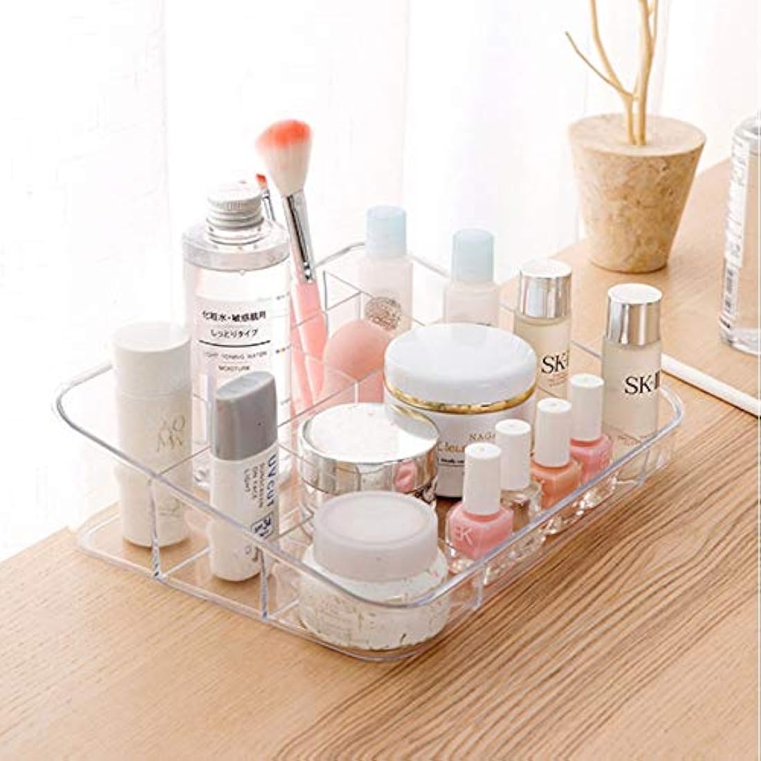 Bandeja organizadora de maquillaje, Crystal Clear