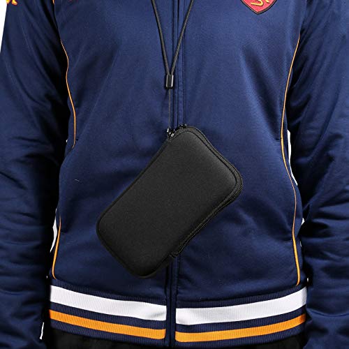 Funda de neopreno con cremallera para teléfono celular, con cordón para el cuello, para Samsung Galaxy S22 Ultra S21 Ultra S20 Plus A03S A21s A13 A12, Moto G Pure G Stylus 2021, OnePlus 9 Pro, BLU, TCL (Negro-XL)