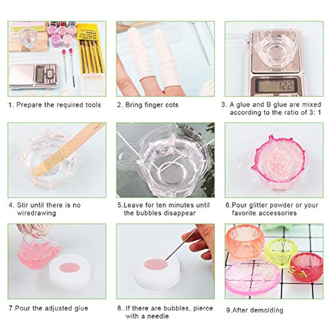 3 moldes de silicona decorativos para hacer tartas de resina epoxi grandes, cuencos pequeños/platos de bricolaje