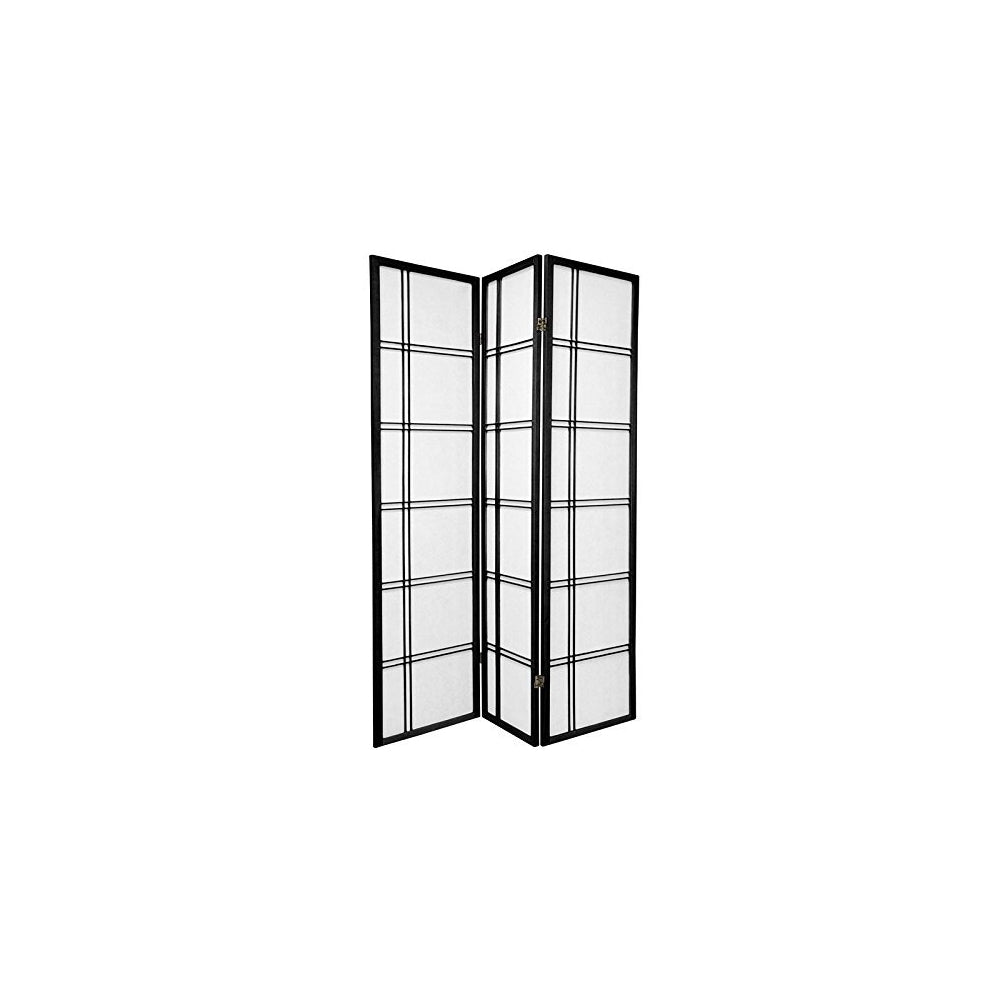 Biombo de habitación de 3 paneles, color negro