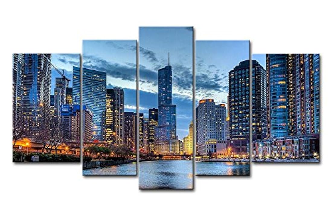 5 paneles pared arte pintura Chicago Illinois Estados Unidos