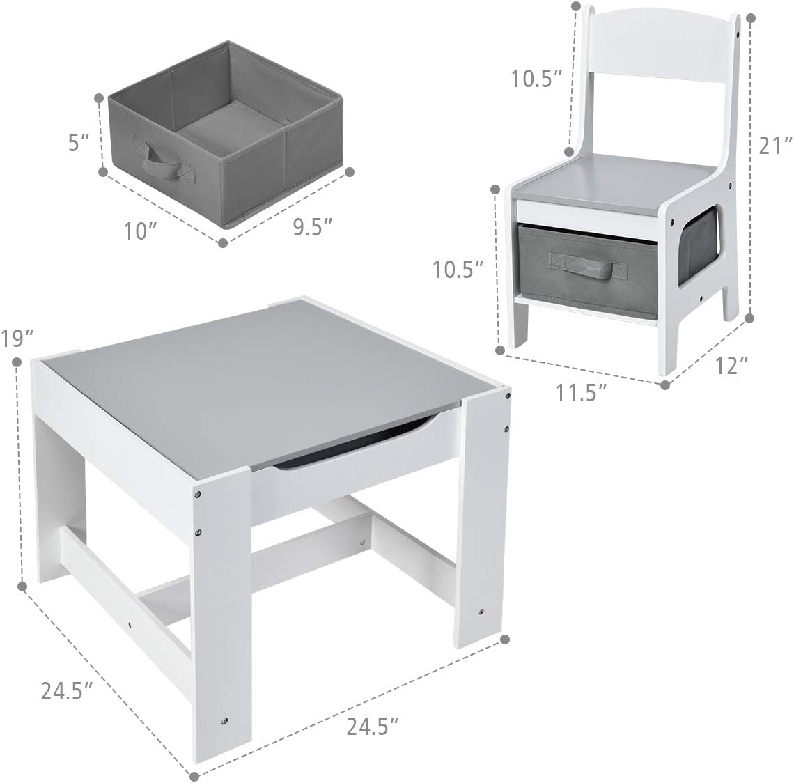 Juego de mesa y silla para niños 3 en 1 con cajón Costzon