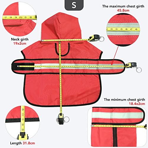 Ezierfy Impermeable reflectante impermeable para perros, chaqueta ajustable para mascotas, poncho ligero con capucha para perros pequeños a X, grandes y cachorros (rojo, S)