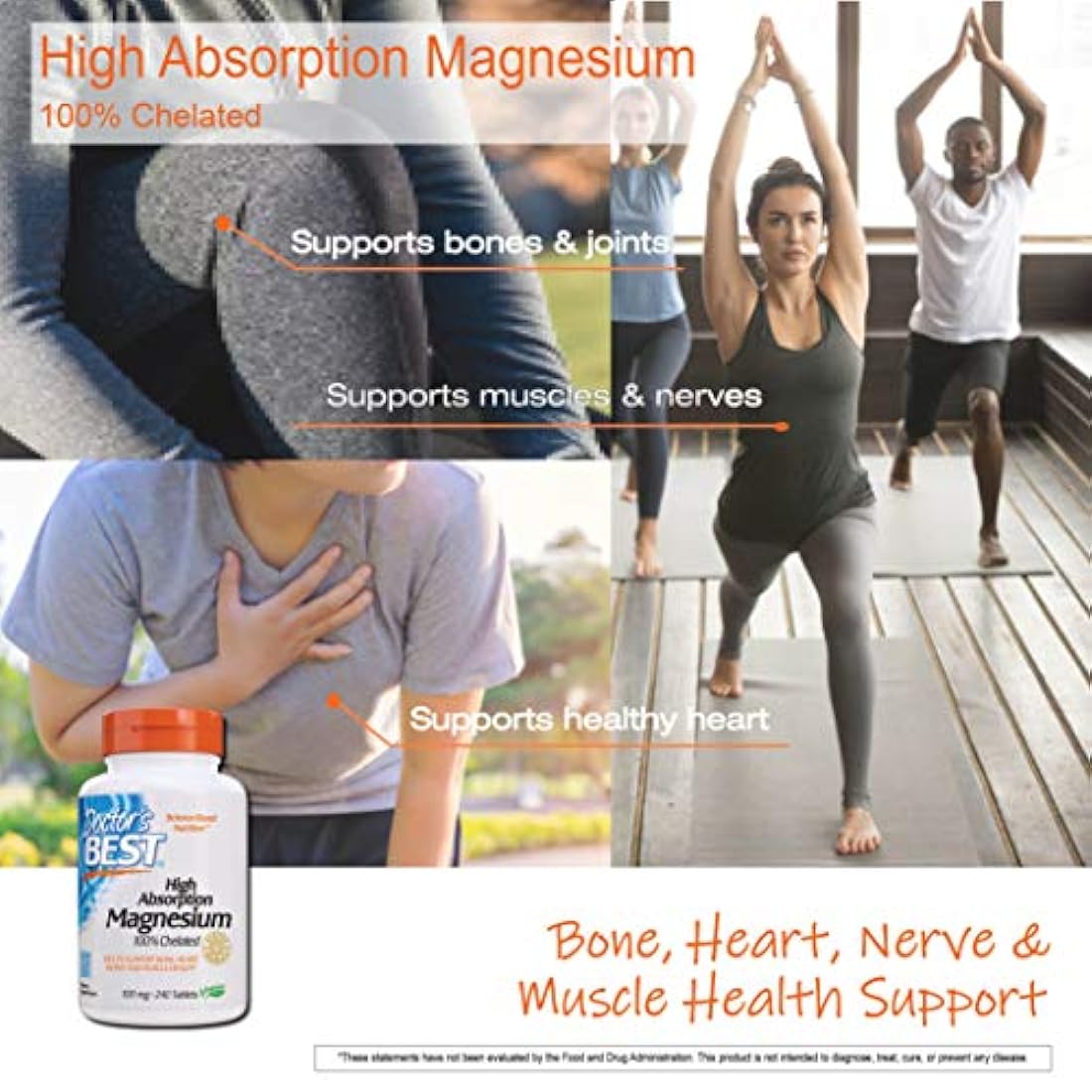 Glicina de magnesio de alta absorción, 100% quelado sin OMG