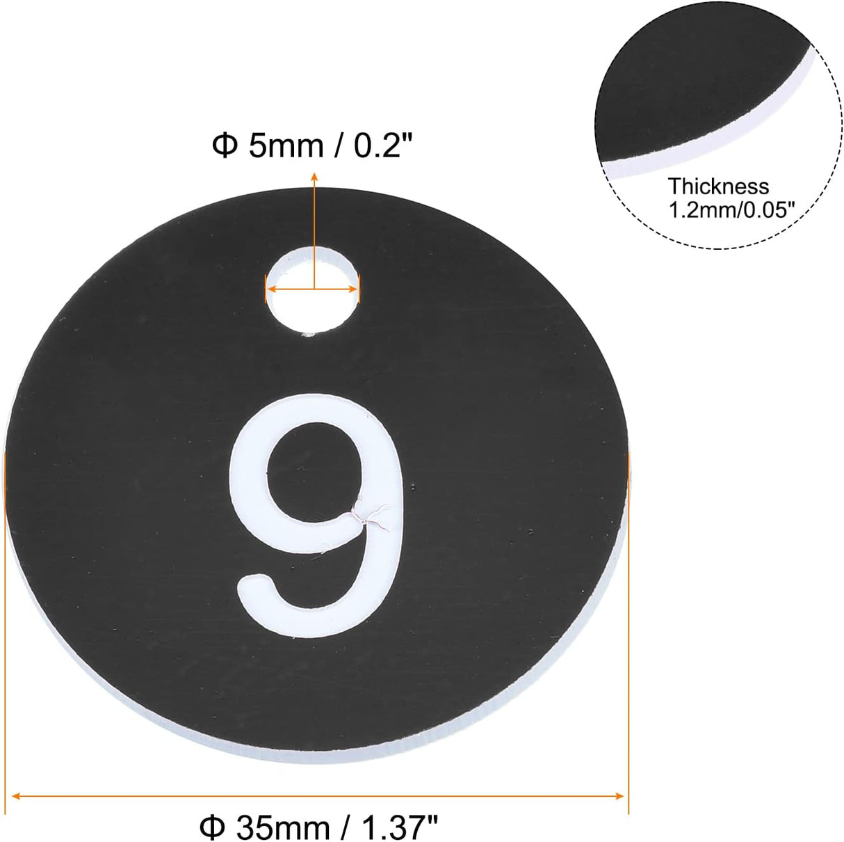 MECCANIXITY Etiqueta de identificación redonda del 1 al 50