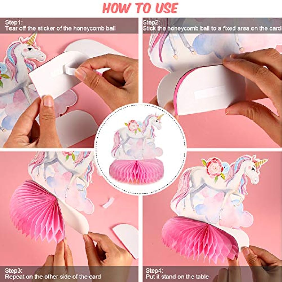 Outus 9 piezas de decoración de mesa de unicornio arcoíris