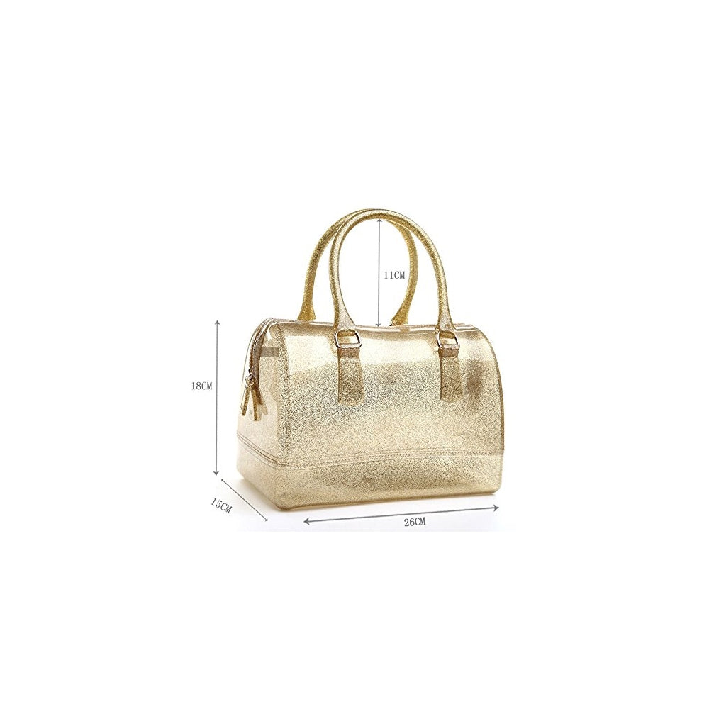 Bolso de mano con asa superior en forma de cojín transparente