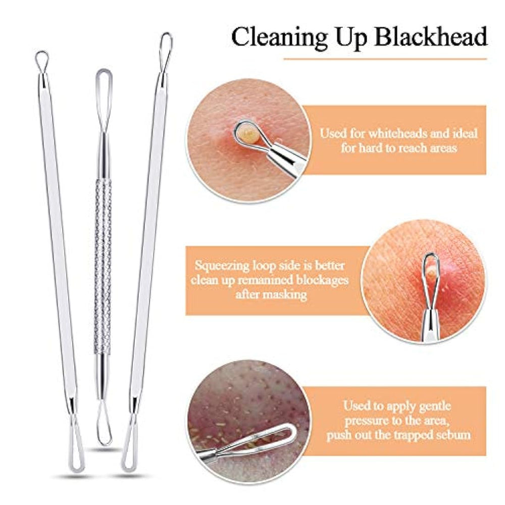 Kit de herramientas para removedor espinillas, 10 unidades, herramienta extractora de espinillas, kit de acné para puntos negros, puntos blancos, eliminación de zit