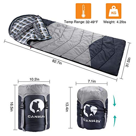 CANWAY Saco de dormir con saco de compresión, ligero
