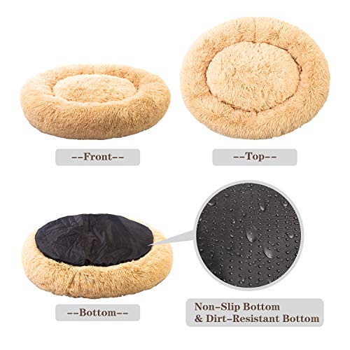 Cama calmante para perros de piel sintética, Beige MFOX1