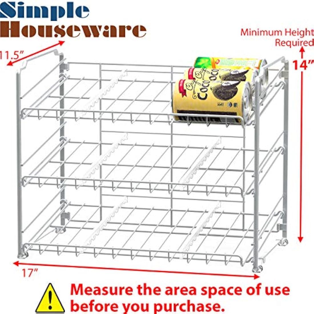 Estante apilable para latas, Plateado Simple Houseware
