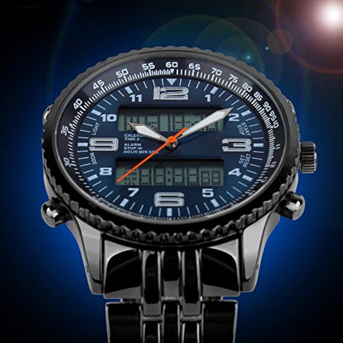 VIGOROSO Reloj LED Digital Analógico en acero para hombres