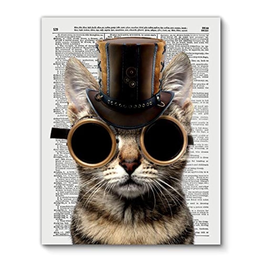 Gato Steampunk, impresión de arte de diccionario vintage