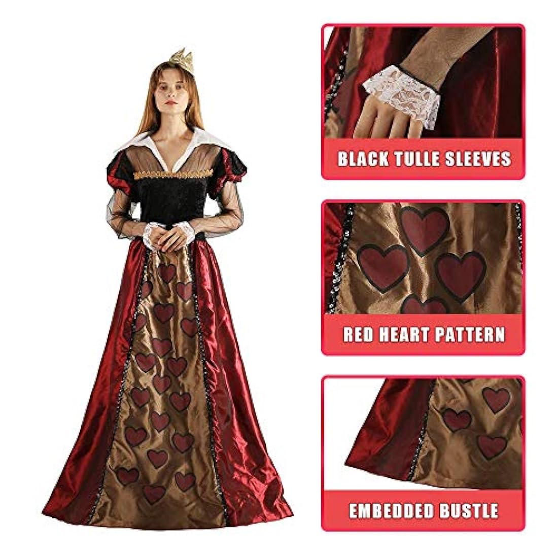 Disfraces Disfraz de reina para mujer, diseño de corazones
