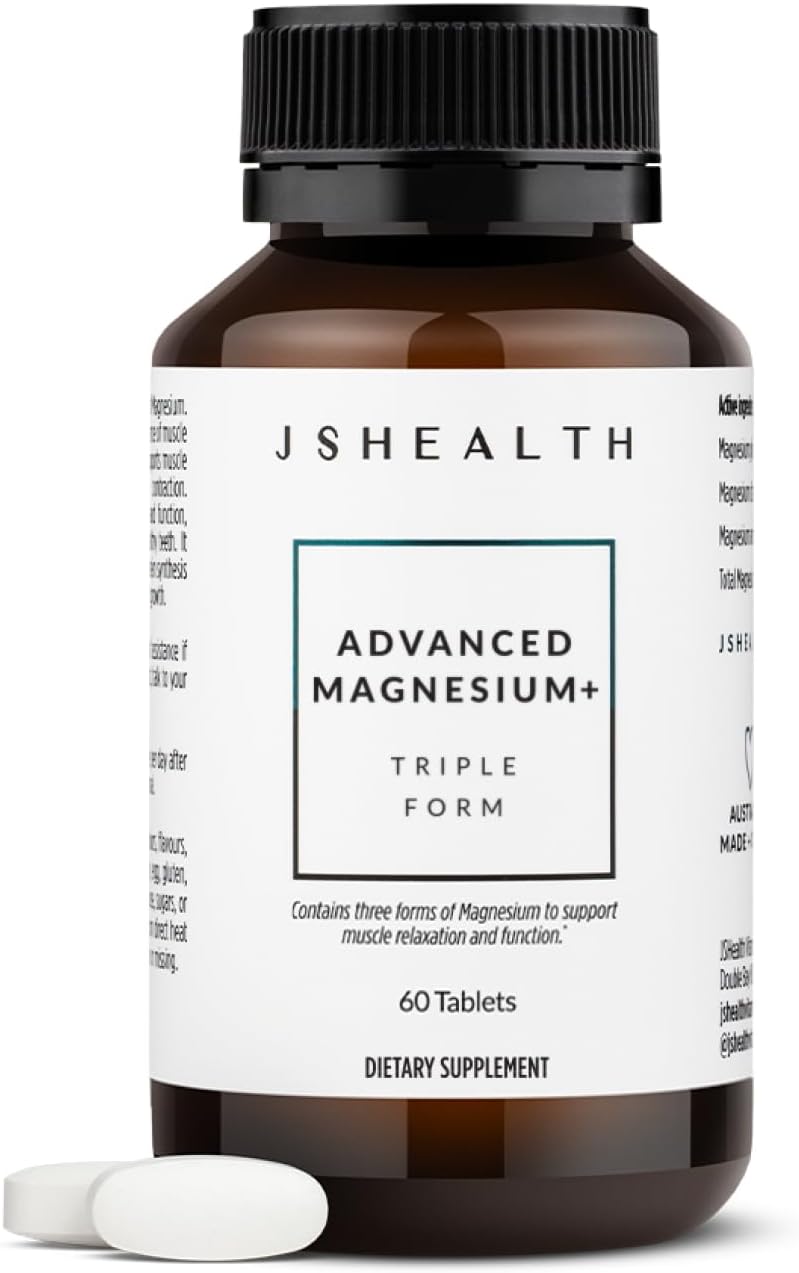 Suplemento de Magnesio Avanzado JSHealth, Relajación Muscular, 60 Tabletas