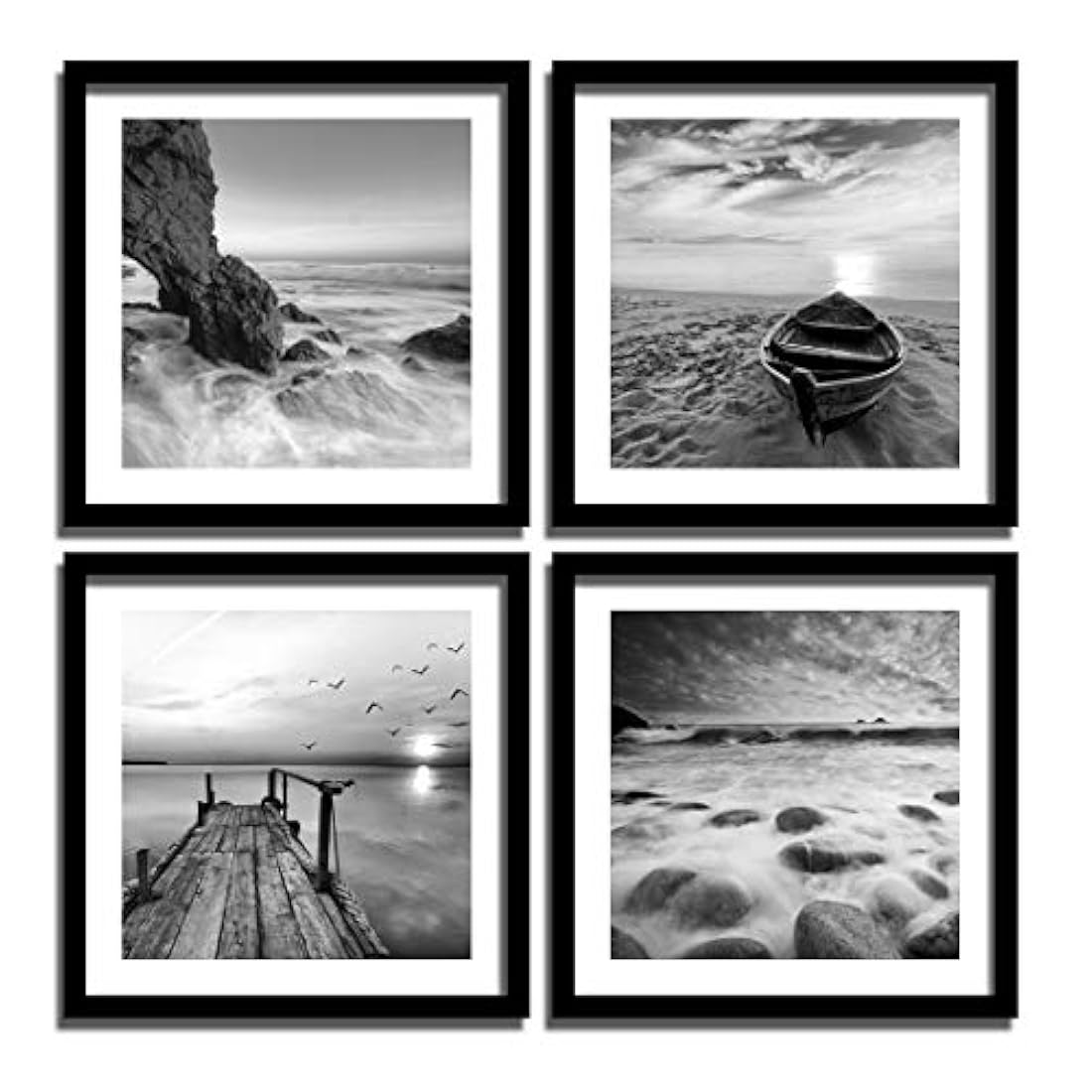 Englant juego de 4 paneles con paisaje marino y amanecer