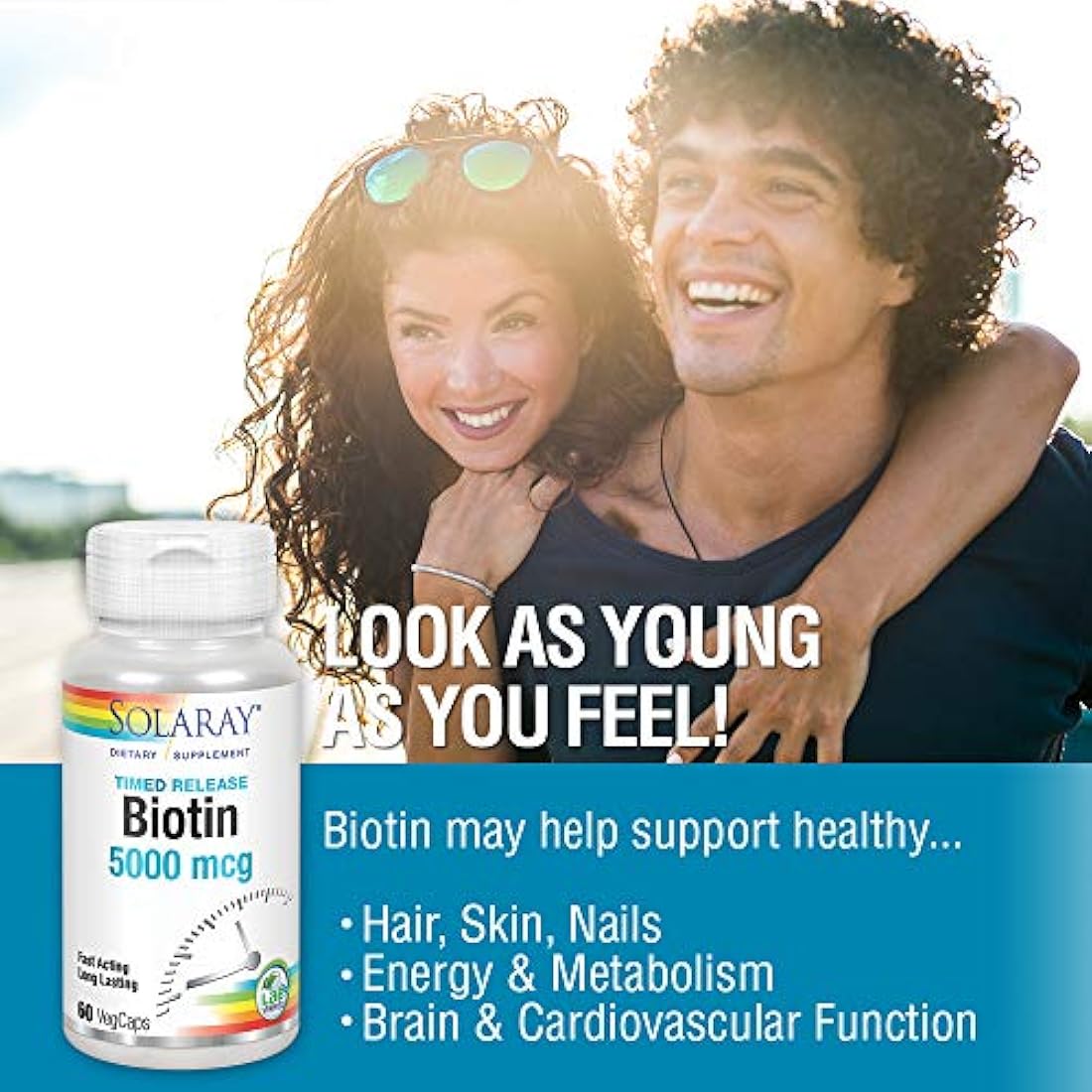 Suplemento de biotina Solaray liberado de dos etapas