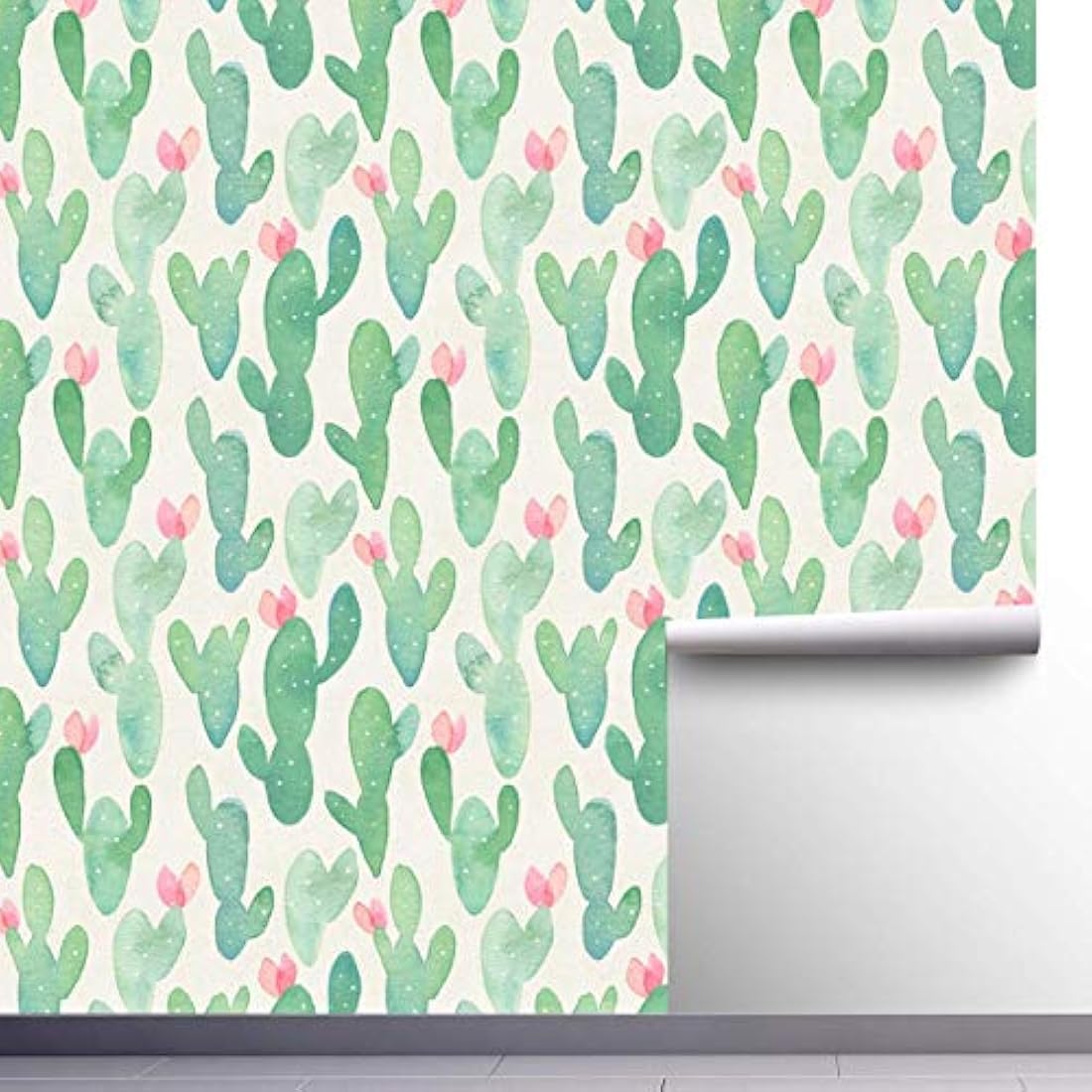 Papel pintado autoadhesivo cactus verde(118.11x17.72x 0.13)
