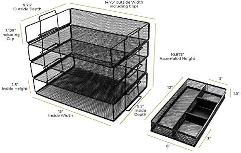 Blu Mónaco - Bandeja para hojas, Negro 4 Piezas
