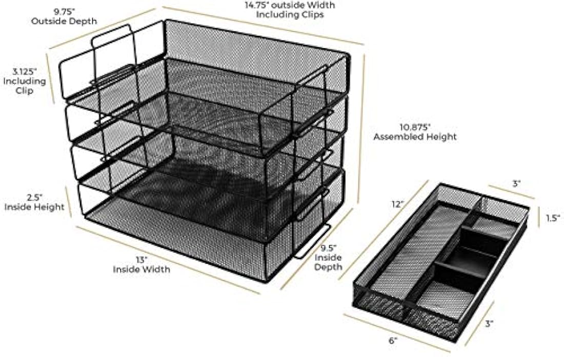 Blu Mónaco - Bandeja para hojas, Negro 4 Piezas
