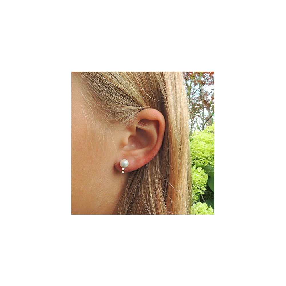 Aretes de clip con perlas de concha de agua dulce para mujer