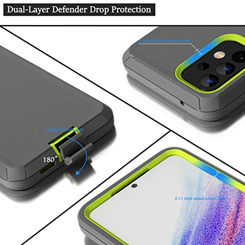 Funda compatible con Samsung Galaxy A53 5G, con clip para cinturón, resistente, resistente a prueba de golpes, protección de cuerpo completo, con función atril, para Samsung Galaxy A53 5G (gris oscuro + azul claro)