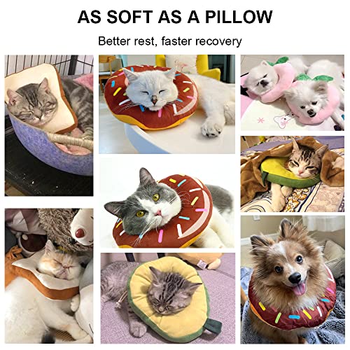 Amakunft - Collar ajustable para gato para recuperación de una cirugía, lindo cono protector para curación de heridas, en forma de tostada, estilo isabelino, con borde suave