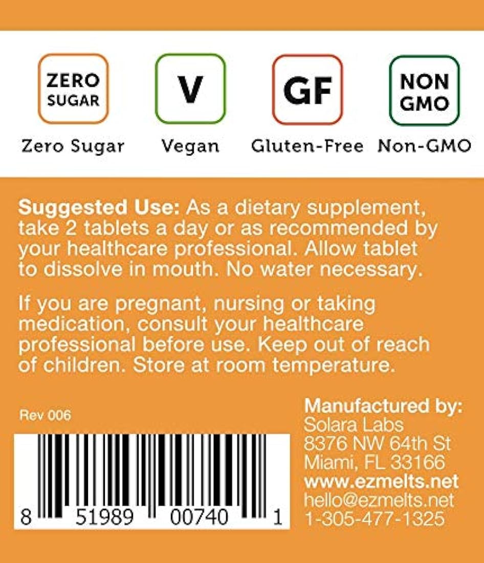 EZ se derrite C, 500 mg, Dissolving Vitaminas, Zero Azúcar