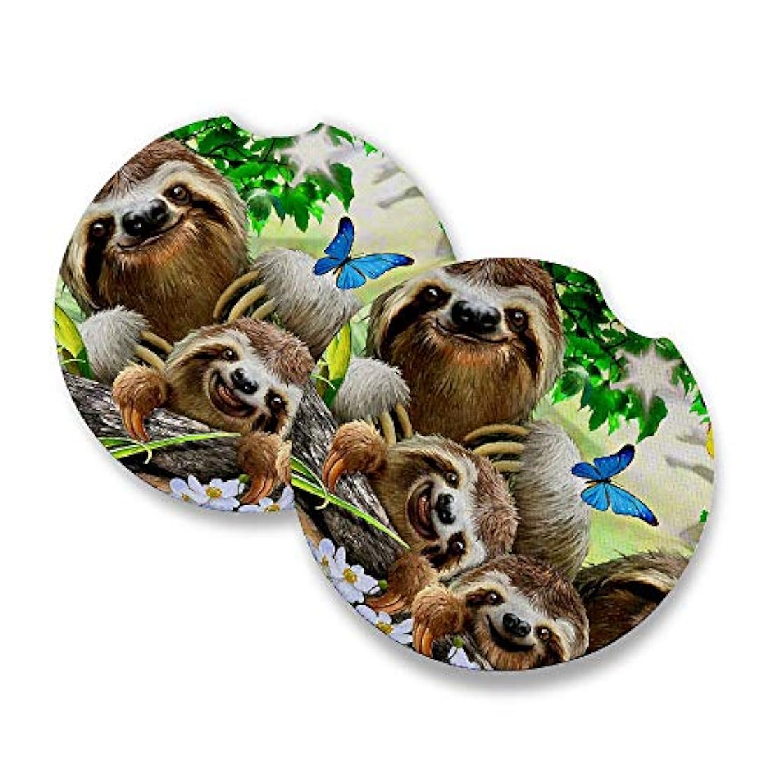Posavasos de goma para coche | Selfie de la familia Sloth