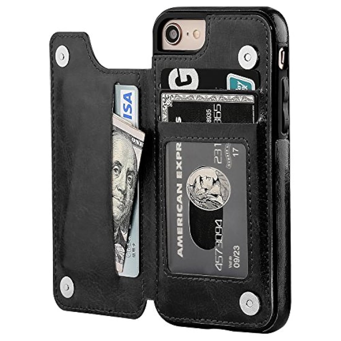 Funda tipo cartera para iPhone 8, resistente a golpes.