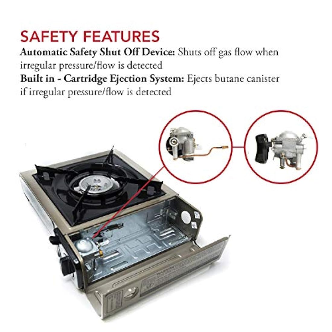 Estufa portátil de doble combustible (gas propano y butano