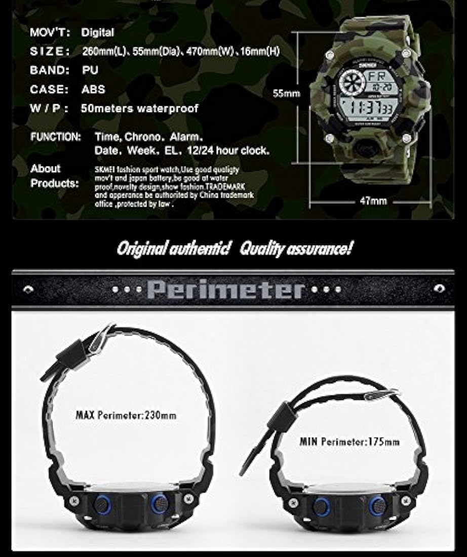 Reloj deportivo digital militar del ejército impermeable