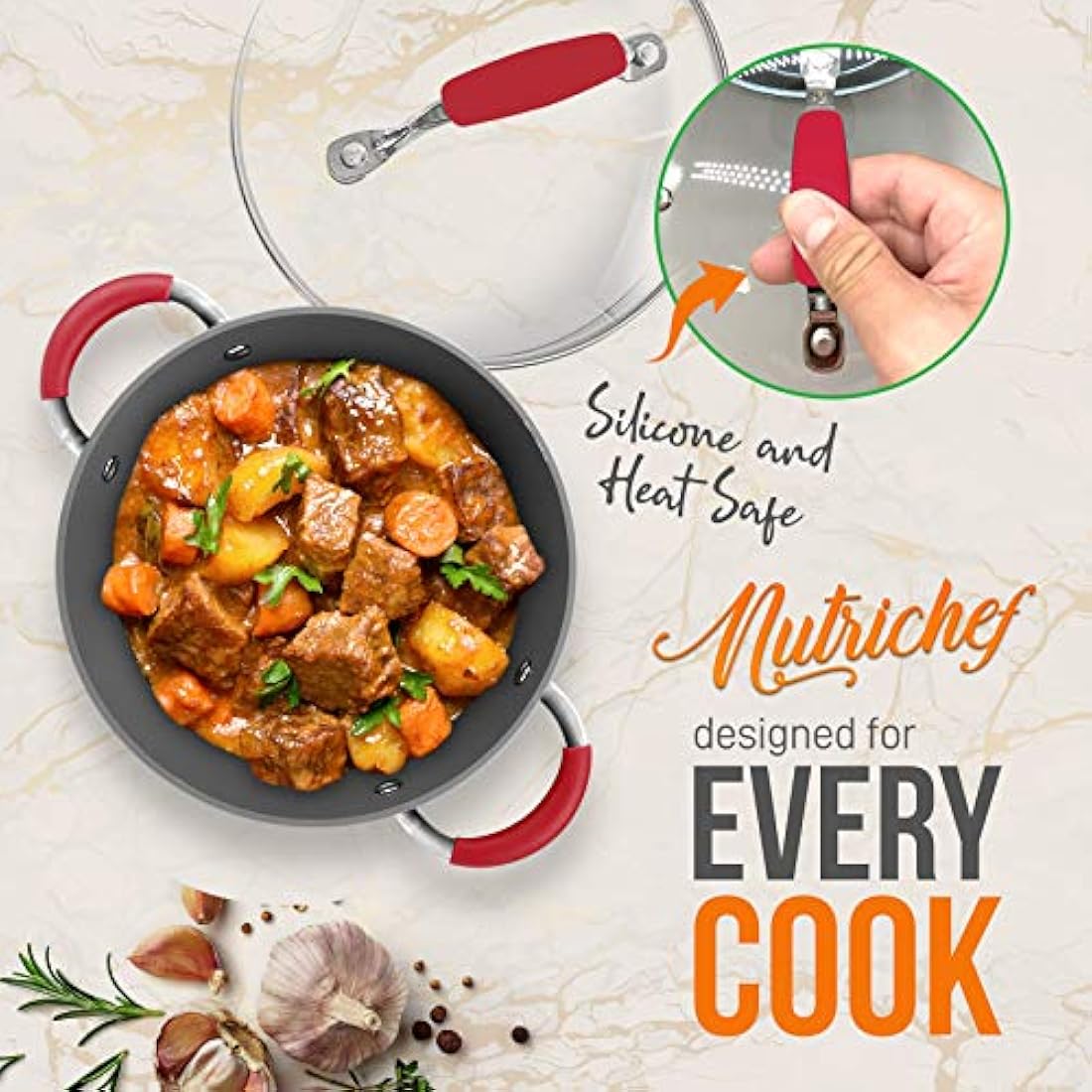 Olla de horno antiadherente NutriChef PRTNCCW11RDDDOP