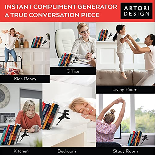 Sujetalibros decorativos de metal únicos, extremos ocultos caprichosos para un soporte de libros, bonita decoración del hogar e idea de regalo moderna para estantes, escritorio o mesa (Supergal)
