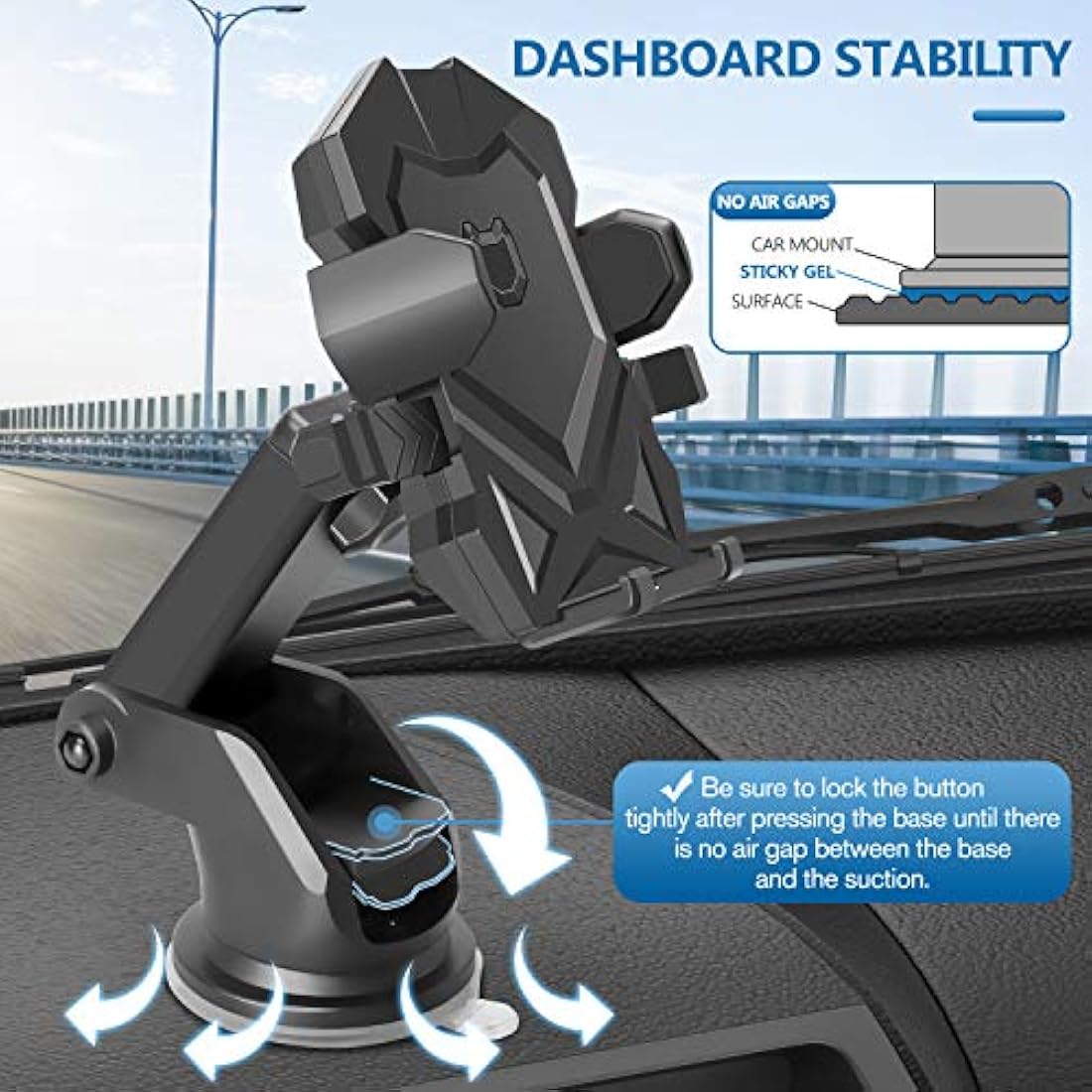 Soporte de teléfono para coche, universal, cuello largo