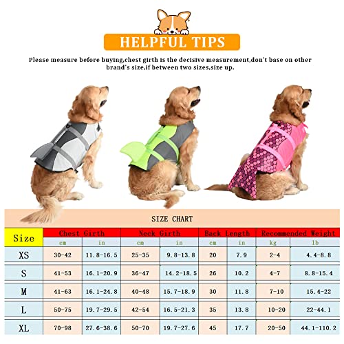 Doglay - Chaleco salvavidas para perros Ripstop, para natación, ajustable, con asa de rescate, para perros pequeños, medianos y grandes, diseño de tiburón
