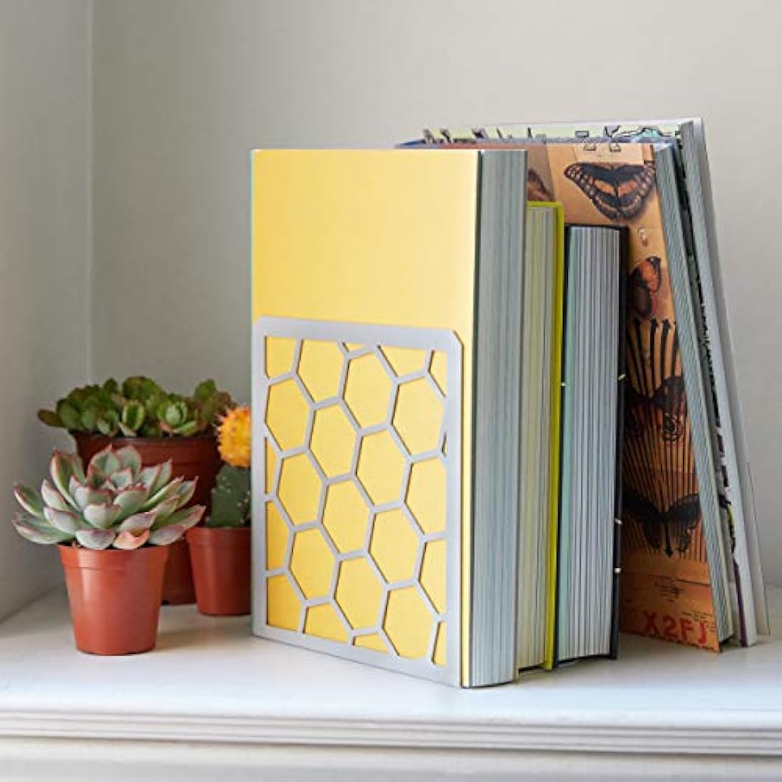 Sujetalibros de metal(gris, 1 par)7.4 x 6.1 x 3.19in.