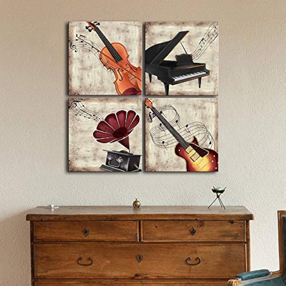 LoveHouse - 4 paneles de arte musical para pared