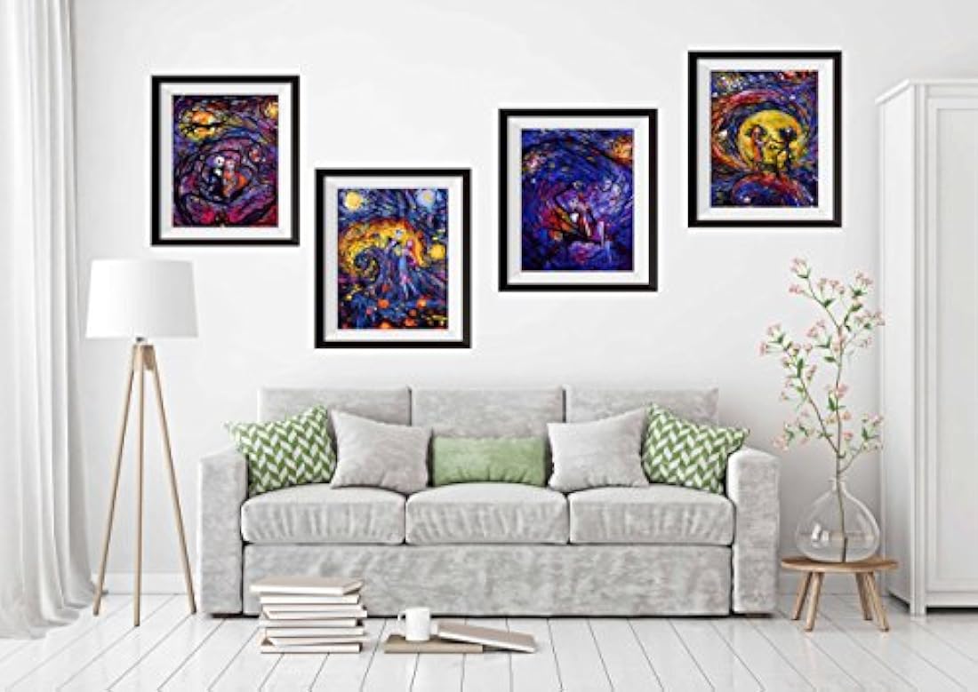 4 pósters de noche estrellada sin marcos.