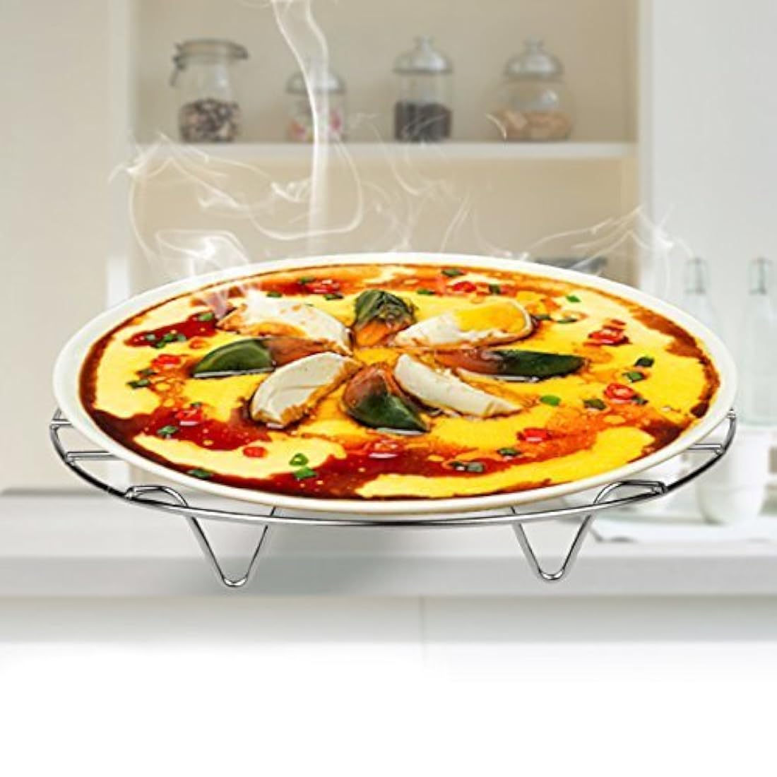 TandB - Juego de 2 bandejas redondas de acero inoxidable