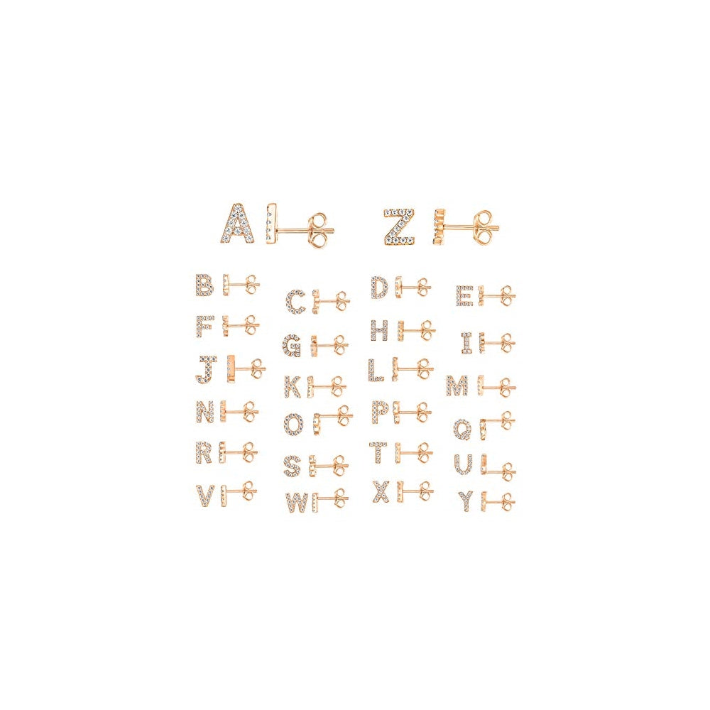 Aretes de tuerca de plata chapada en oro rosa y diamantes