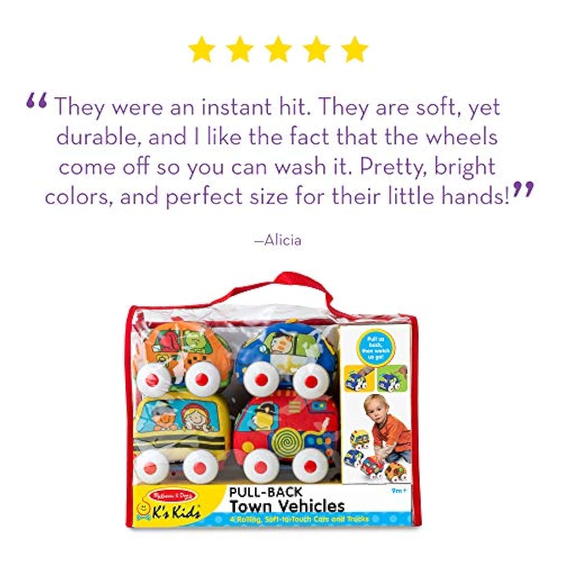 coches con cuerda hacia atrás para niños Melissa y Doug, K's