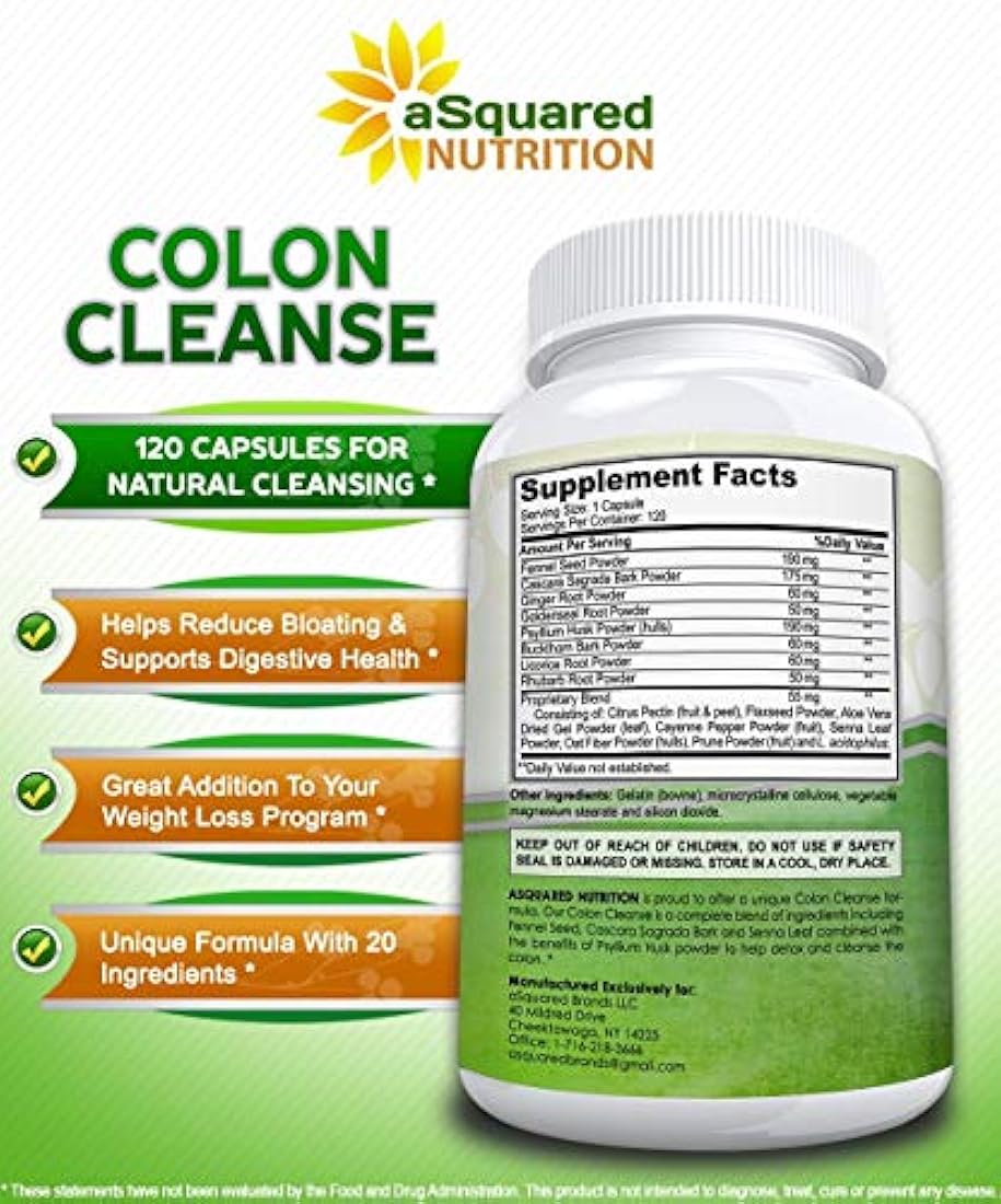 Colon Cleanse para bajar de peso 120 cápsulas