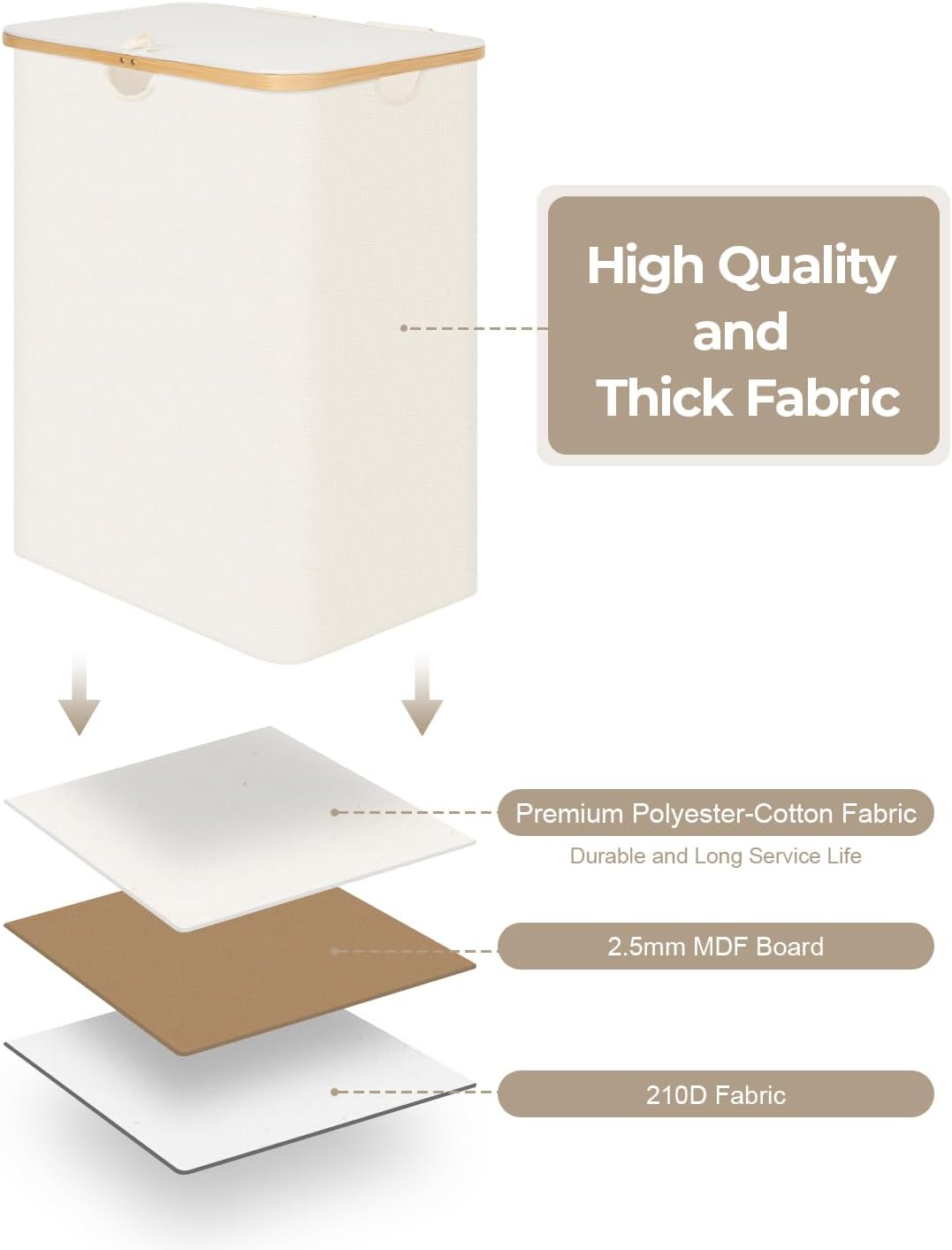 Cesta de Ropa Grande StorageWorks con Tapa y 2 Bolsas Extraíbles