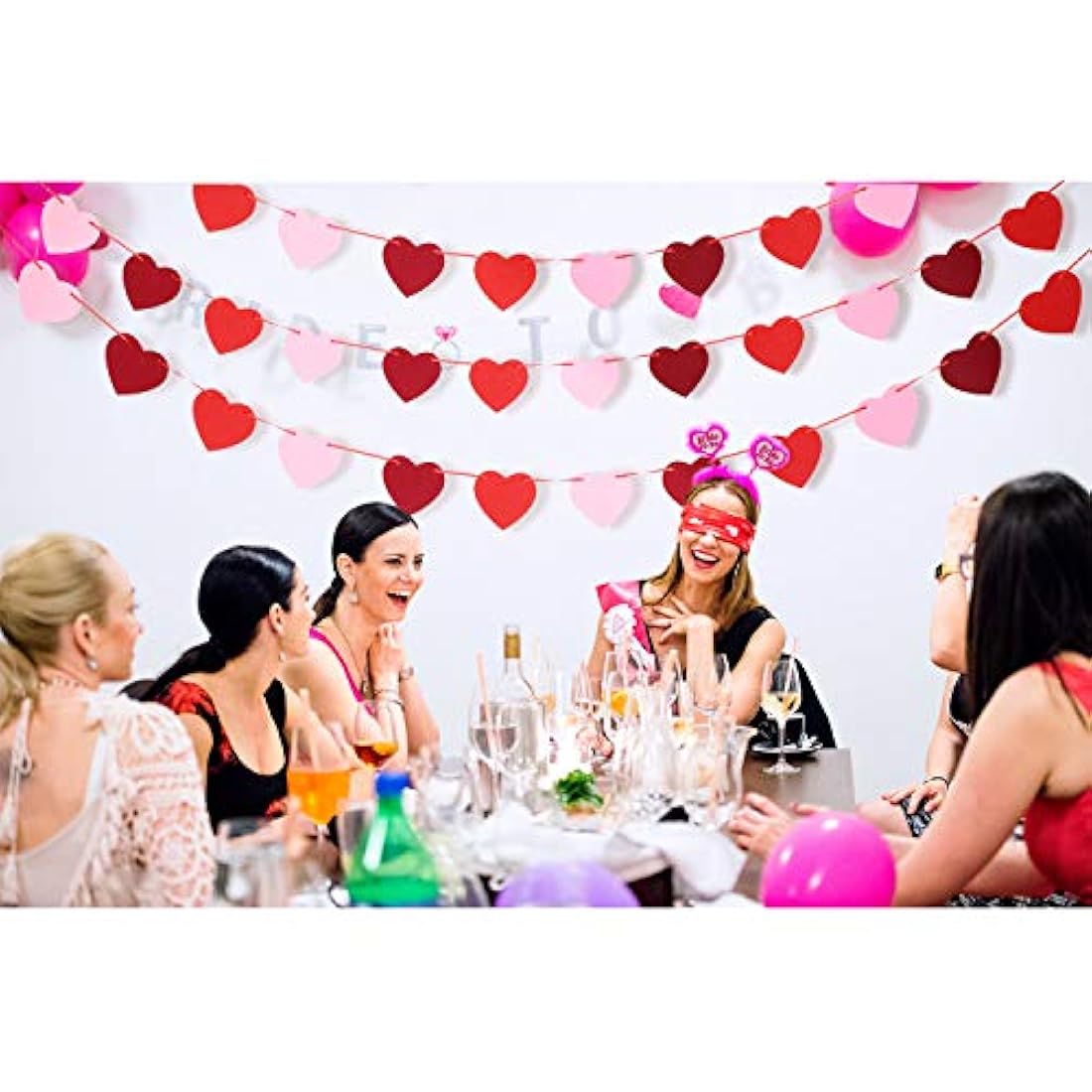 Juego de 4 carteles de fieltro con forma de corazón