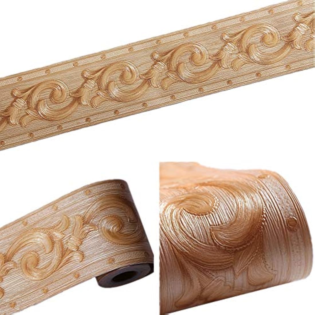 autoadhesivo papel pintado con aspecto de ratán dorado