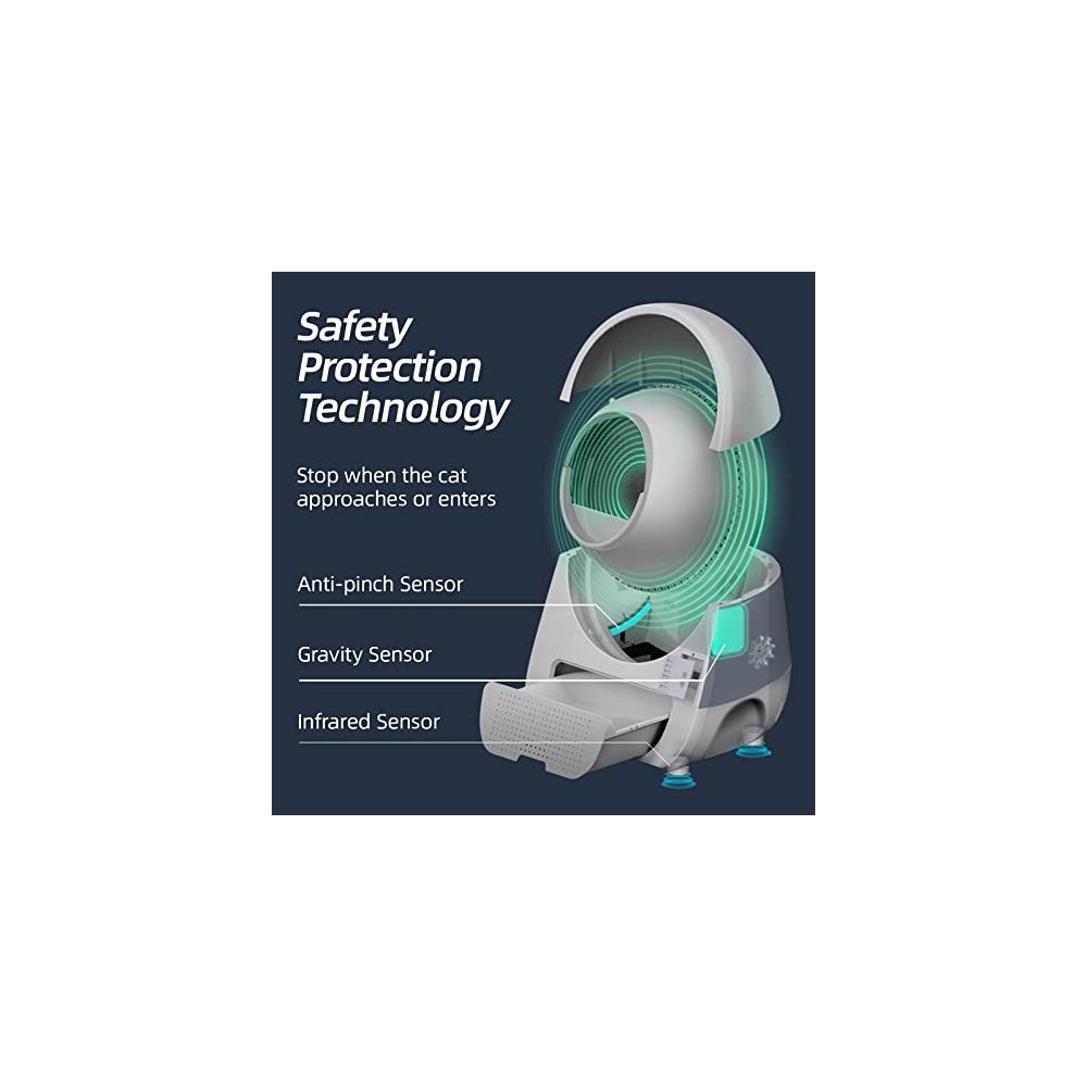 Catlink Caja de arena para gatos autolimpiante, cuchara de un solo clic, eliminación de olores doble, caja de arena automática extra grande, caja de arena para gatos cubierta sin cuchara para gatos (versión joven)