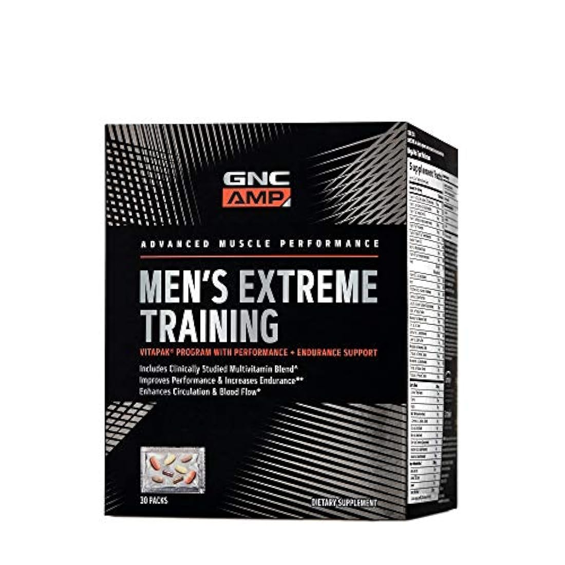 GNC AMP Extreme Training Vitapak para hombre, 30 paquetes, soporte de rendimiento y resistencia
