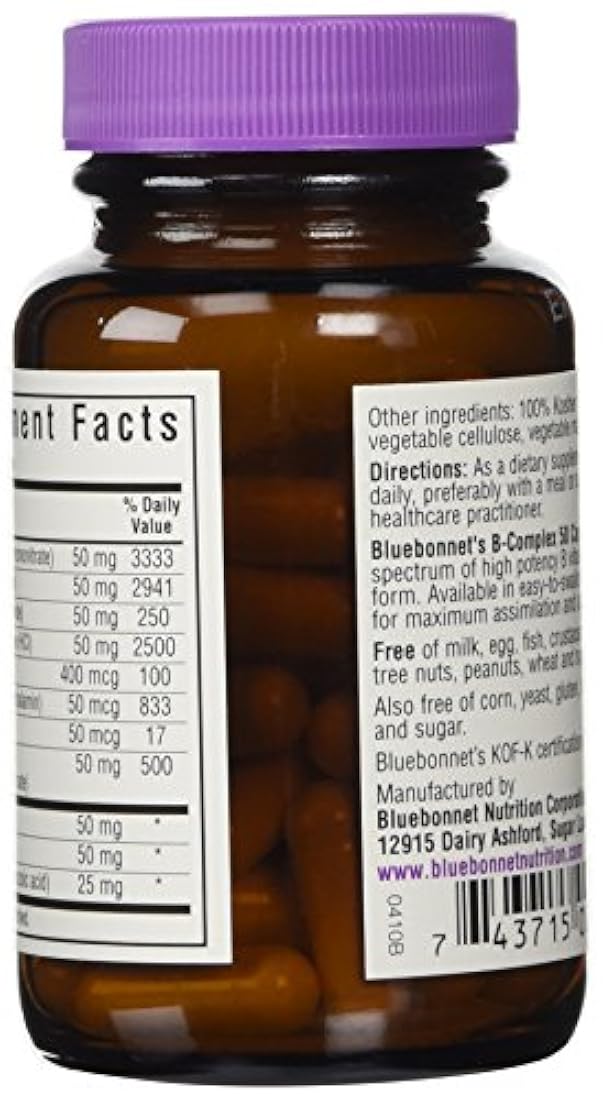 BlueBonnet B-Complex 50 cápsulas vegetales, 50 unidades