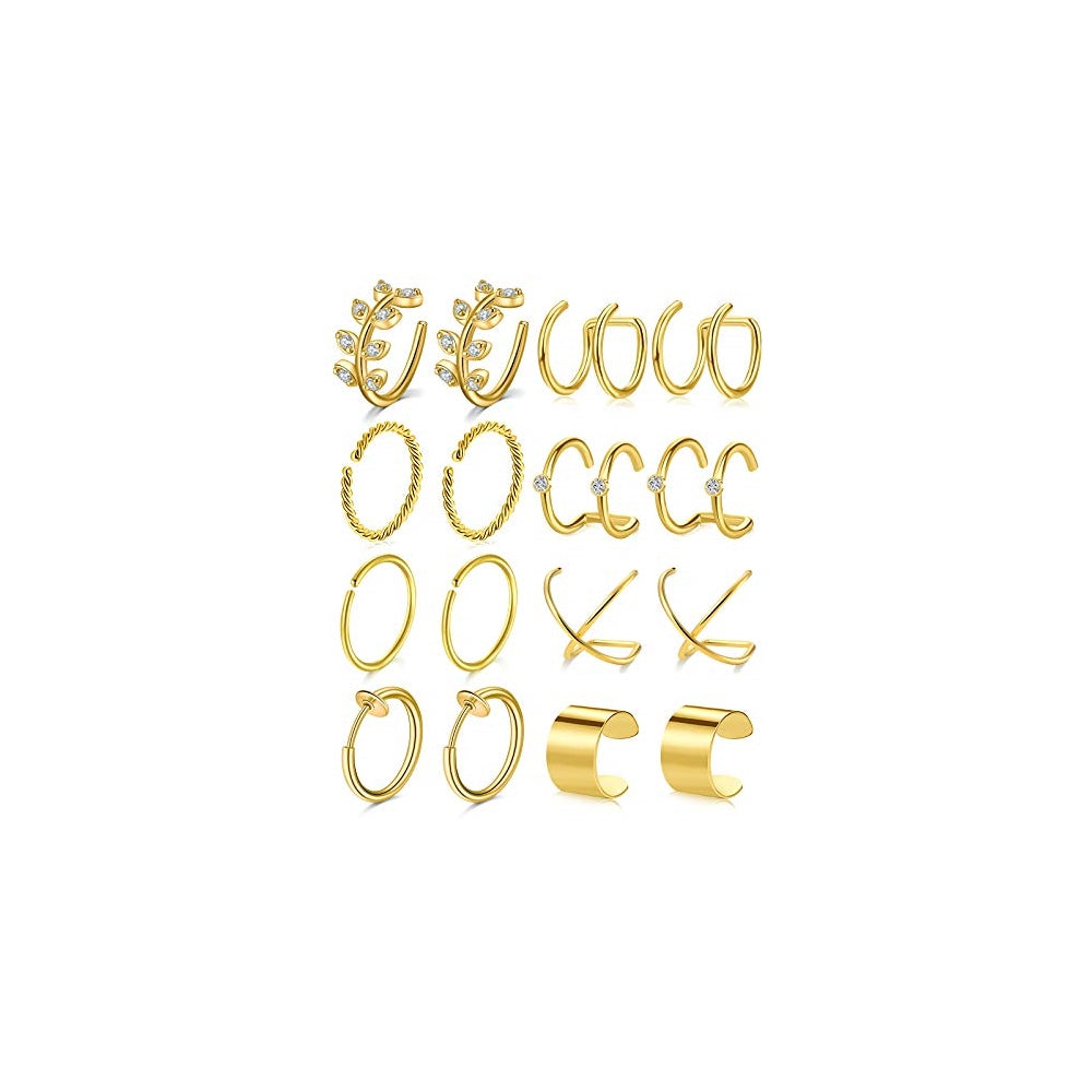 Aretes de acero inoxidable a presión para mujer 8 pares